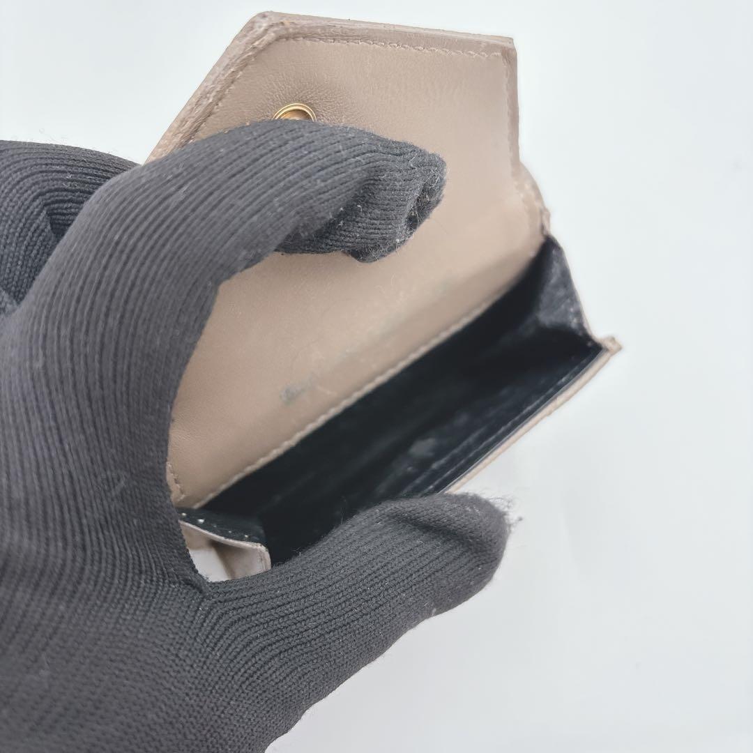 YSL イヴサンローラン レザー 三つ折り財布 ベージュ