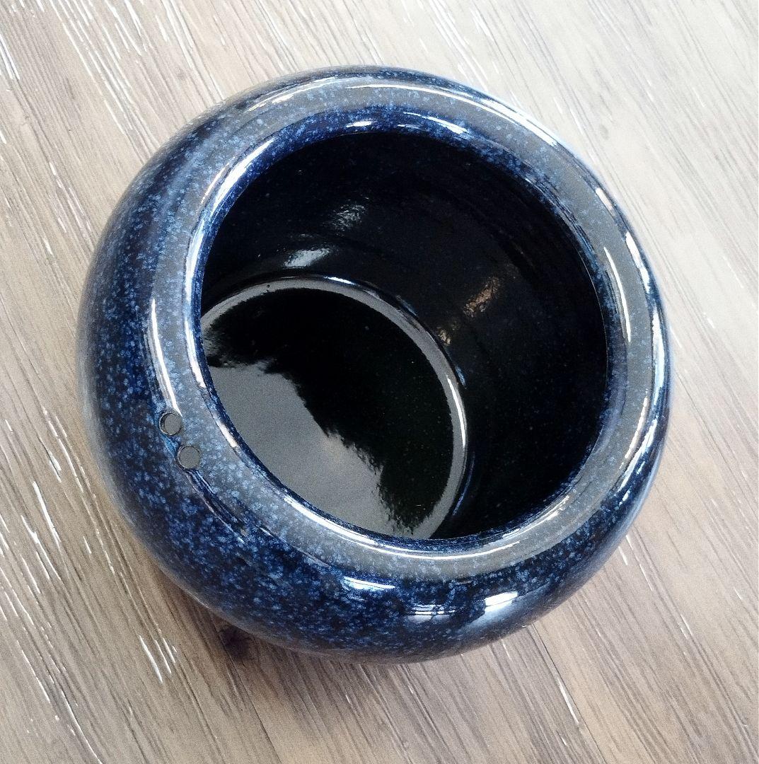 値下げ　火鉢　生子柄　信楽焼　10号　インテリア　和室　灰付き　ブルー