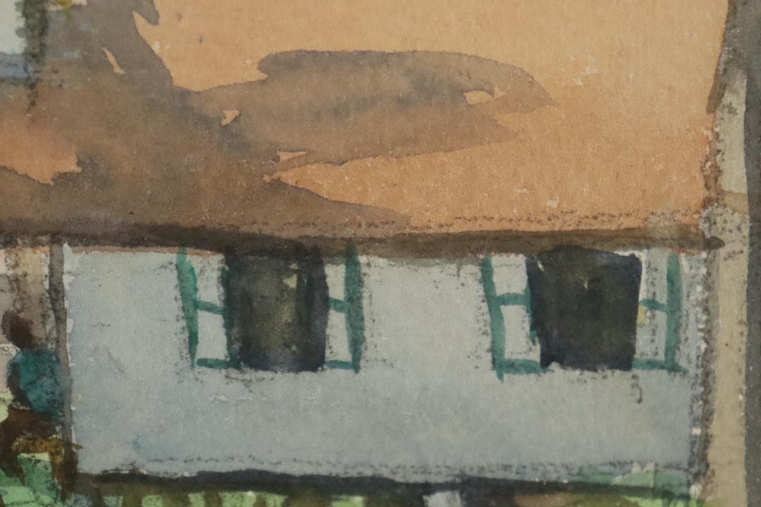 真作保証 石井柏亭 風景画 水彩5号 額装 タトウ箱付 ギャラリーなかつみ取扱