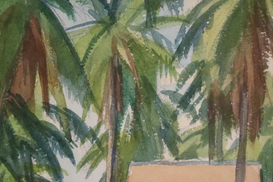 真作保証 石井柏亭 風景画 水彩5号 額装 タトウ箱付 ギャラリーなかつみ取扱