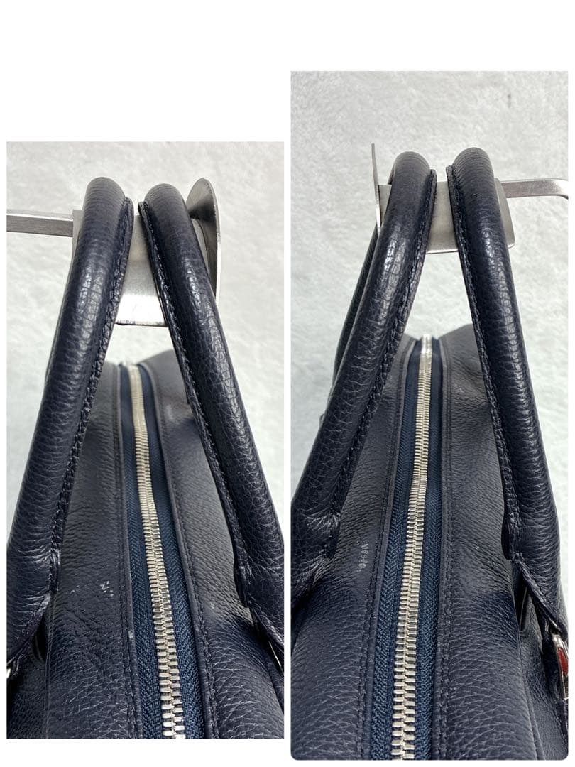 バーニーズニューヨーク ビジネスバッグ 2way レザー A4 ネイビー　シボ革