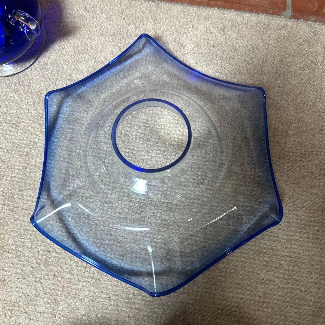 ⭐︎希少⭐︎北海道小樽　ヴィンテージ　北一硝子　青いガラス製　オイルランプ