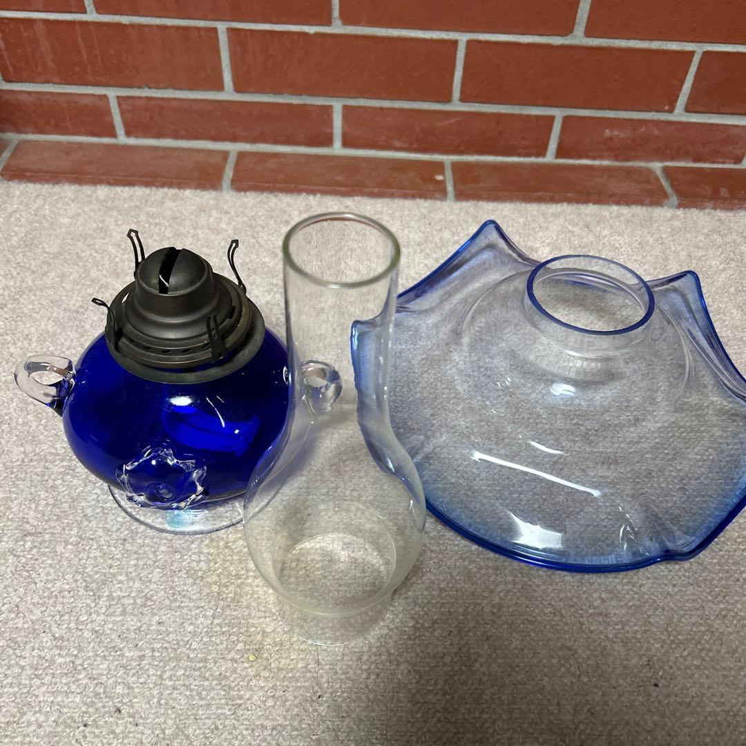 ⭐︎希少⭐︎北海道小樽　ヴィンテージ　北一硝子　青いガラス製　オイルランプ