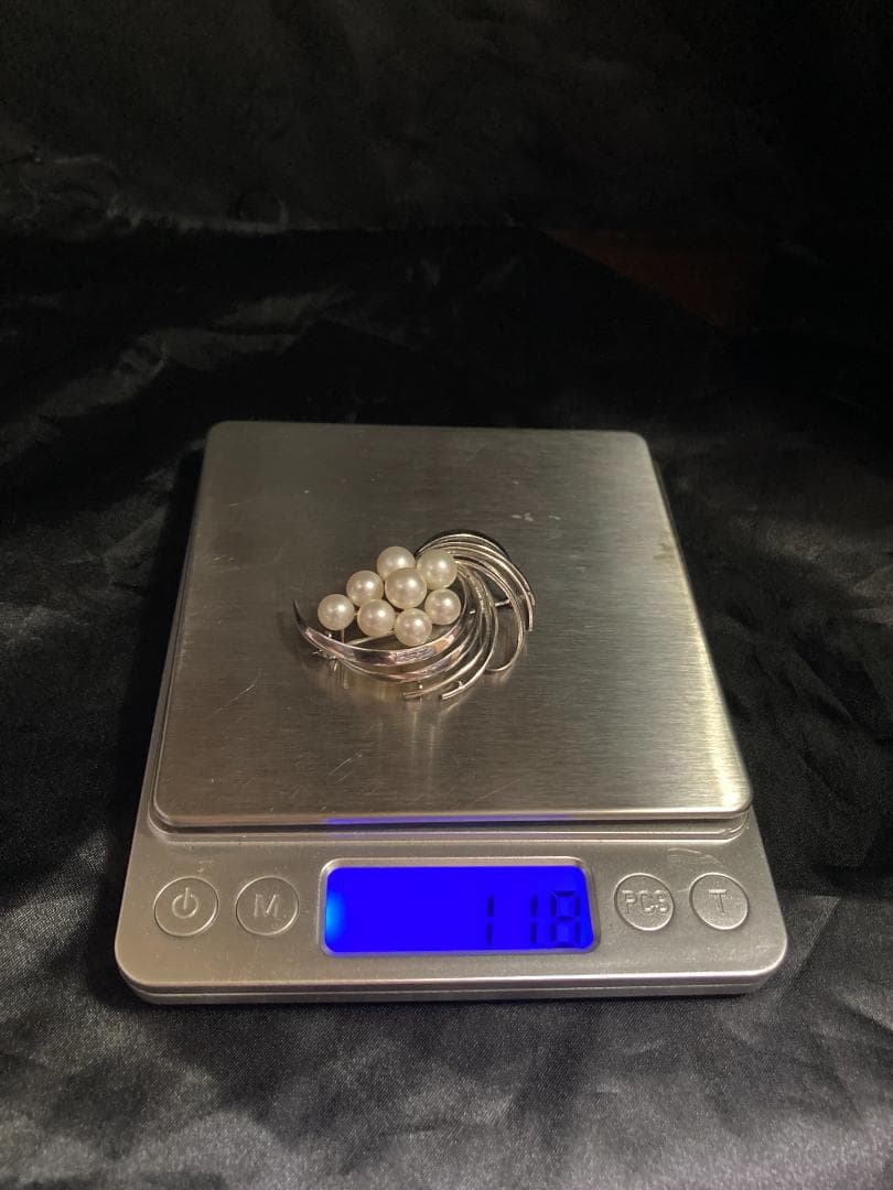 MIKIMOTO ミキモト ブローチ パール 真珠 8珠 シルバー 皇室御用達