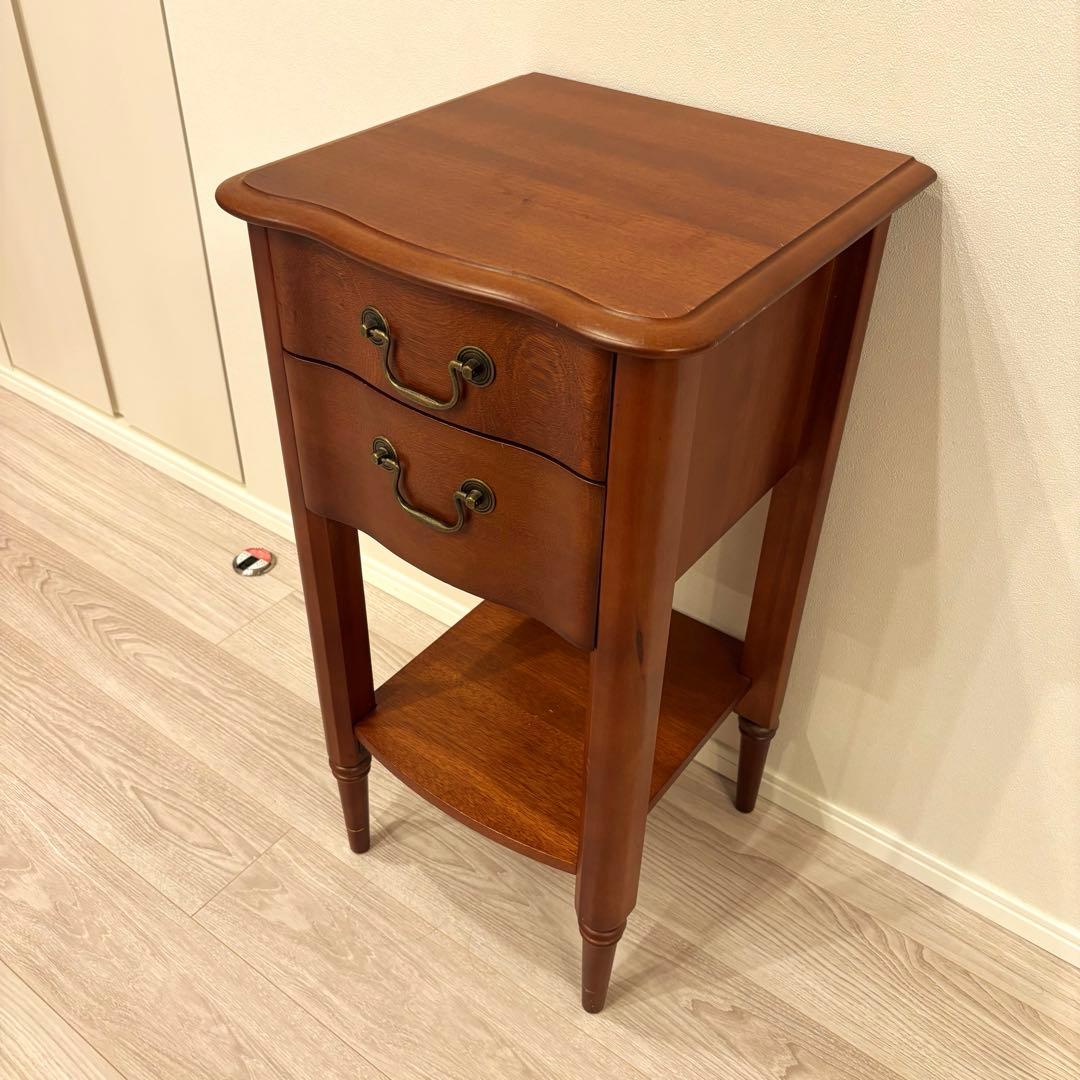 アンティーク調 ヴィンテージ木製キャビネット 2段サイドチェスト 塩川光明堂