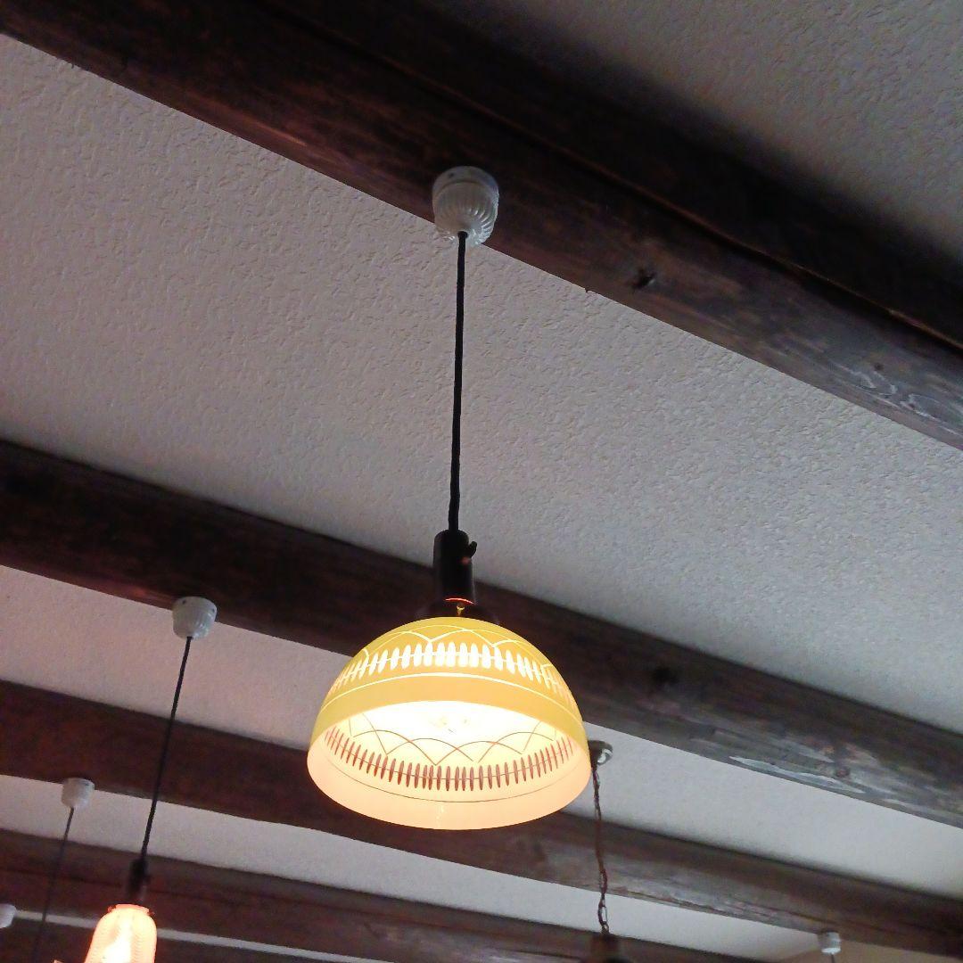 外切子ガラスランプシェード　アンティーク