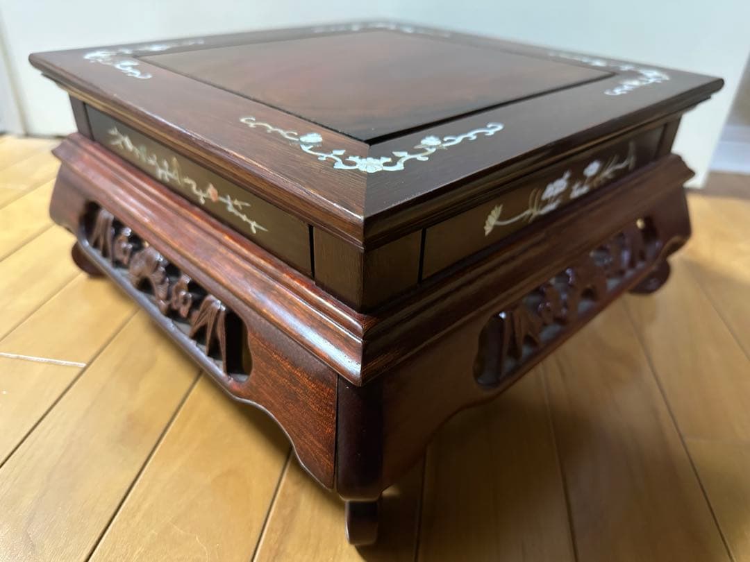 天然木 木製 飾り台(飾台)彫刻 花台 W36cm×H36cm×18cm