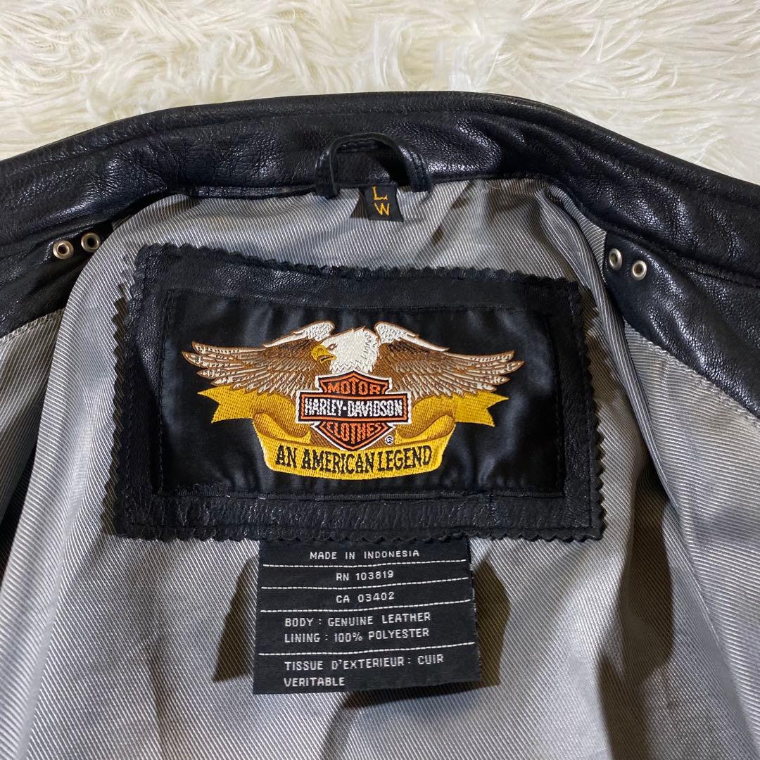 【Harley Davidson】メタル スタッズ鋲 シングル ライダース 牛革