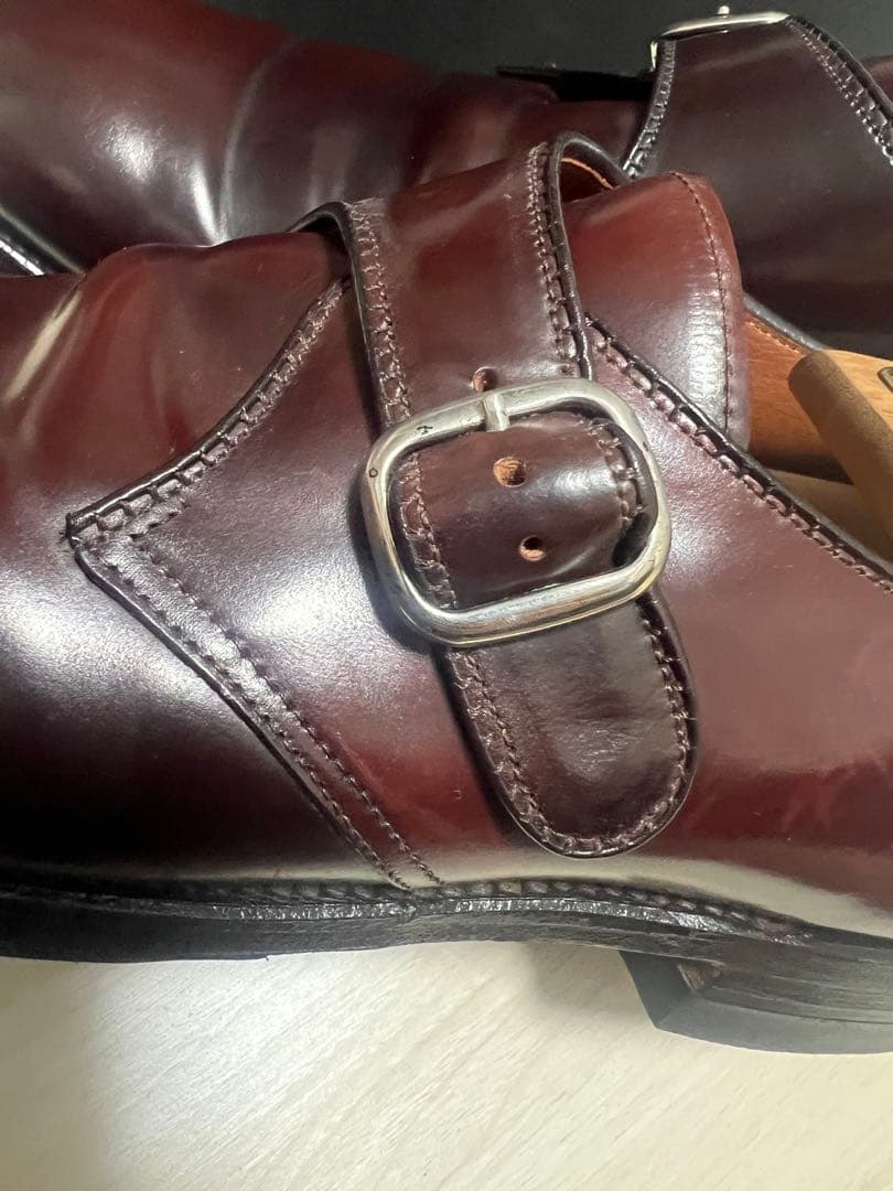 Alden バーガンディ モンクストラップシューズ9 1/2