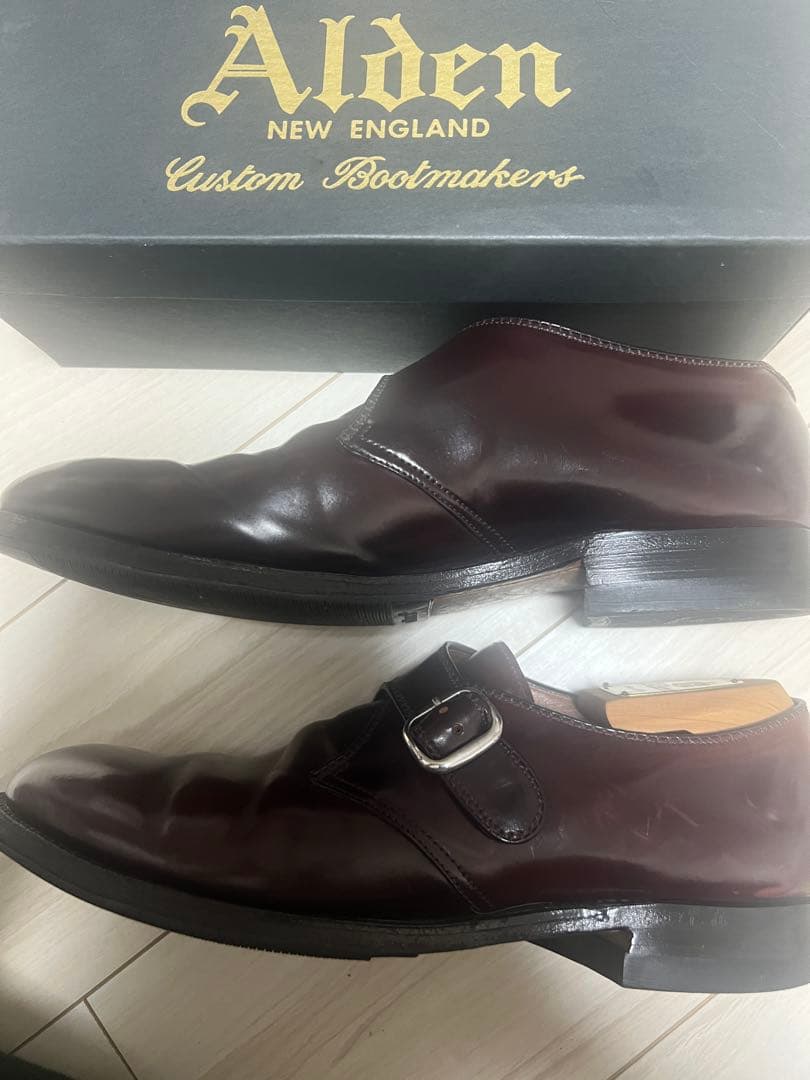 Alden バーガンディ モンクストラップシューズ9 1/2