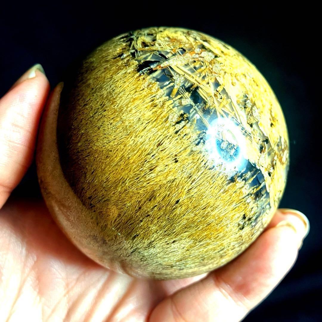 超大玉　64mm ゴールドルチルクォーツ　金針水晶　パワーストーン