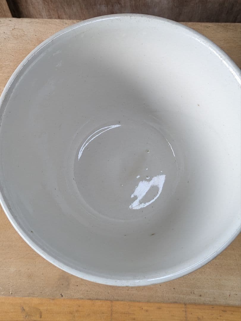 イギリス アンティーク 陶器製 ミキシングボウル 木製スプーン付き