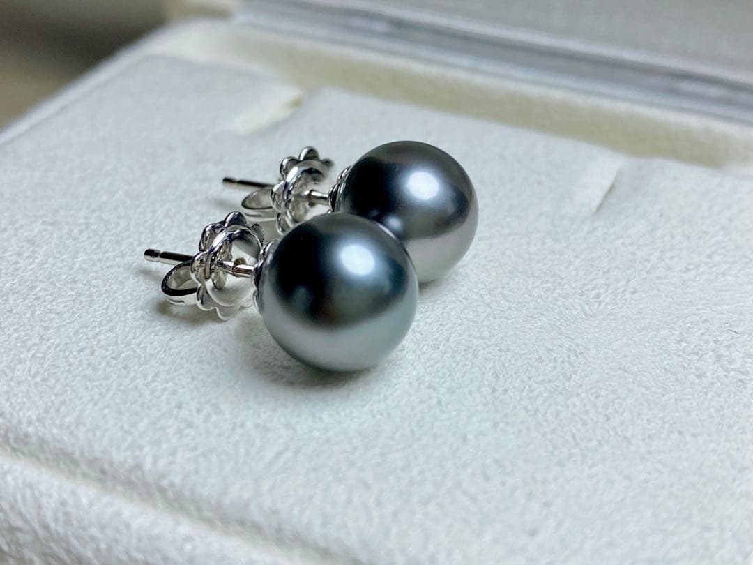 MIKIMOTO 黒蝶　ブラックパール　ピアス　10mm弱