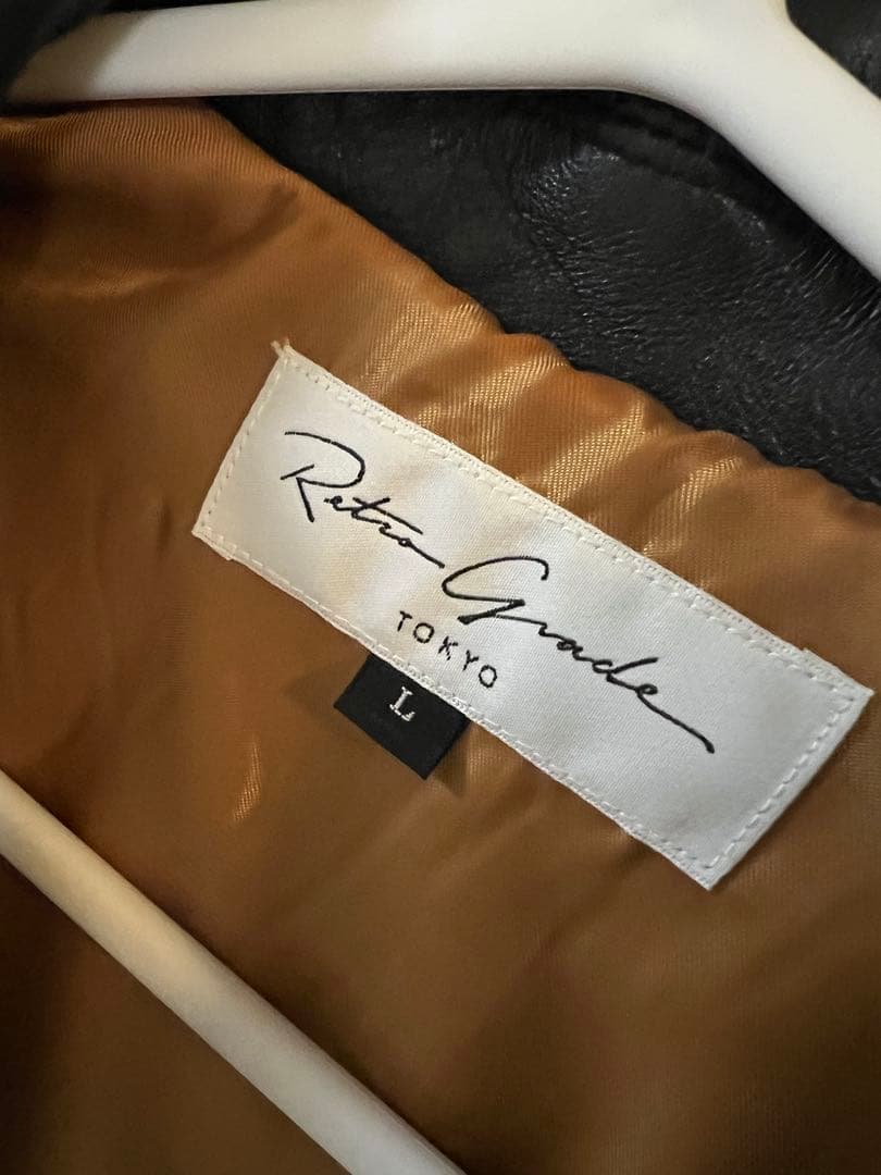 【ほぼ新品】レトログレード東京 革ジャン シープレザー　ブラック×ゴールド　L