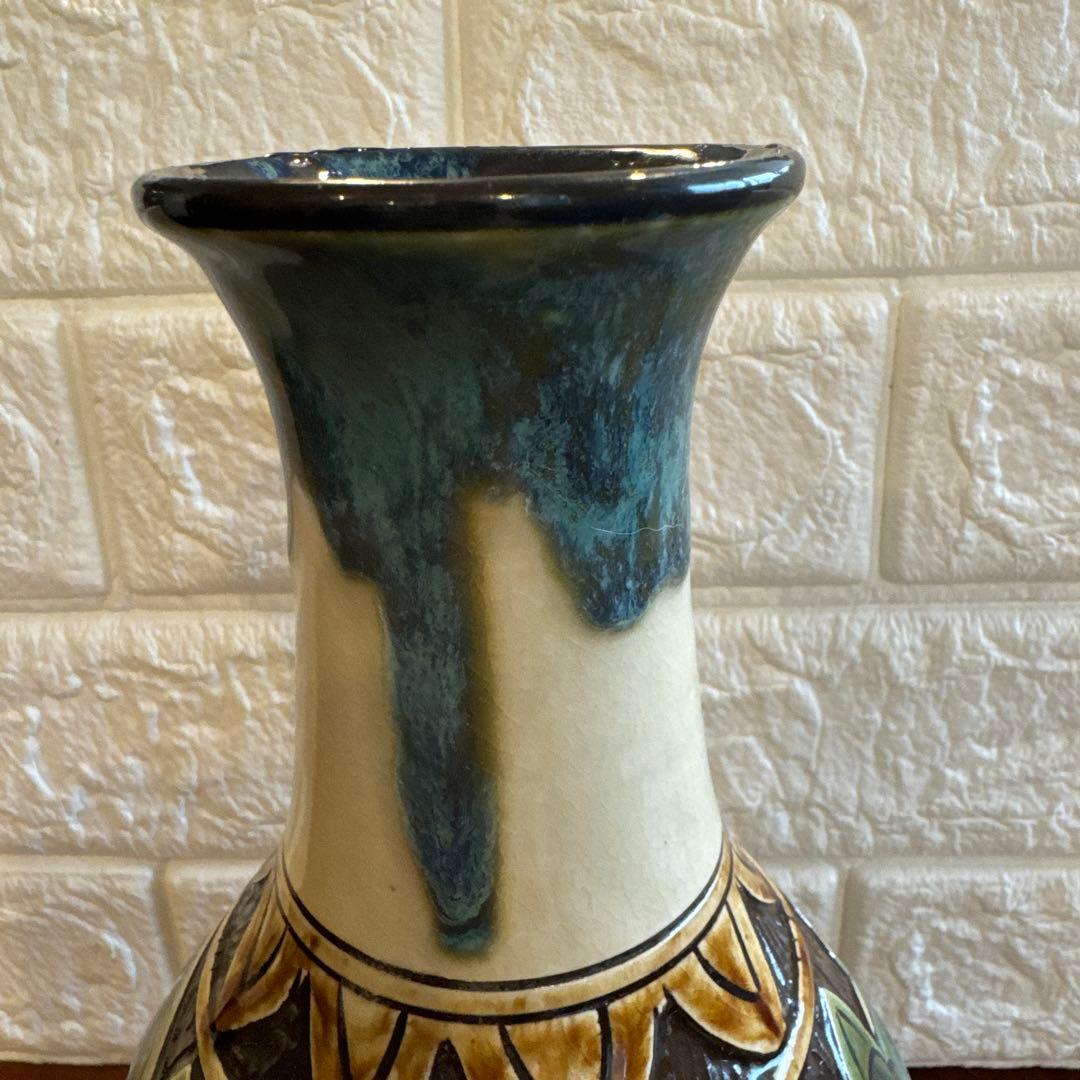 【壺屋焼】故.小橋川永弘緑釉唐草壺