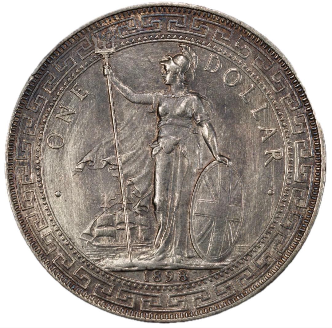 1898年BT 英国トレードダラー銀貨貿易ドル　PCGS 認定　AU
