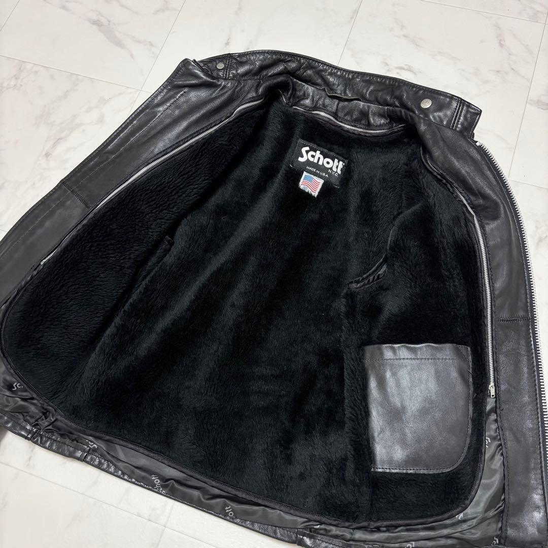 Schott 641 シングルライダース USA製 ボア付き レザージャケット