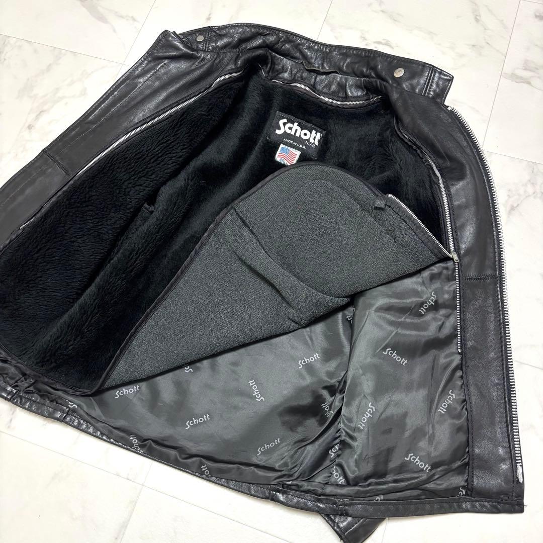 Schott 641 シングルライダース USA製 ボア付き レザージャケット