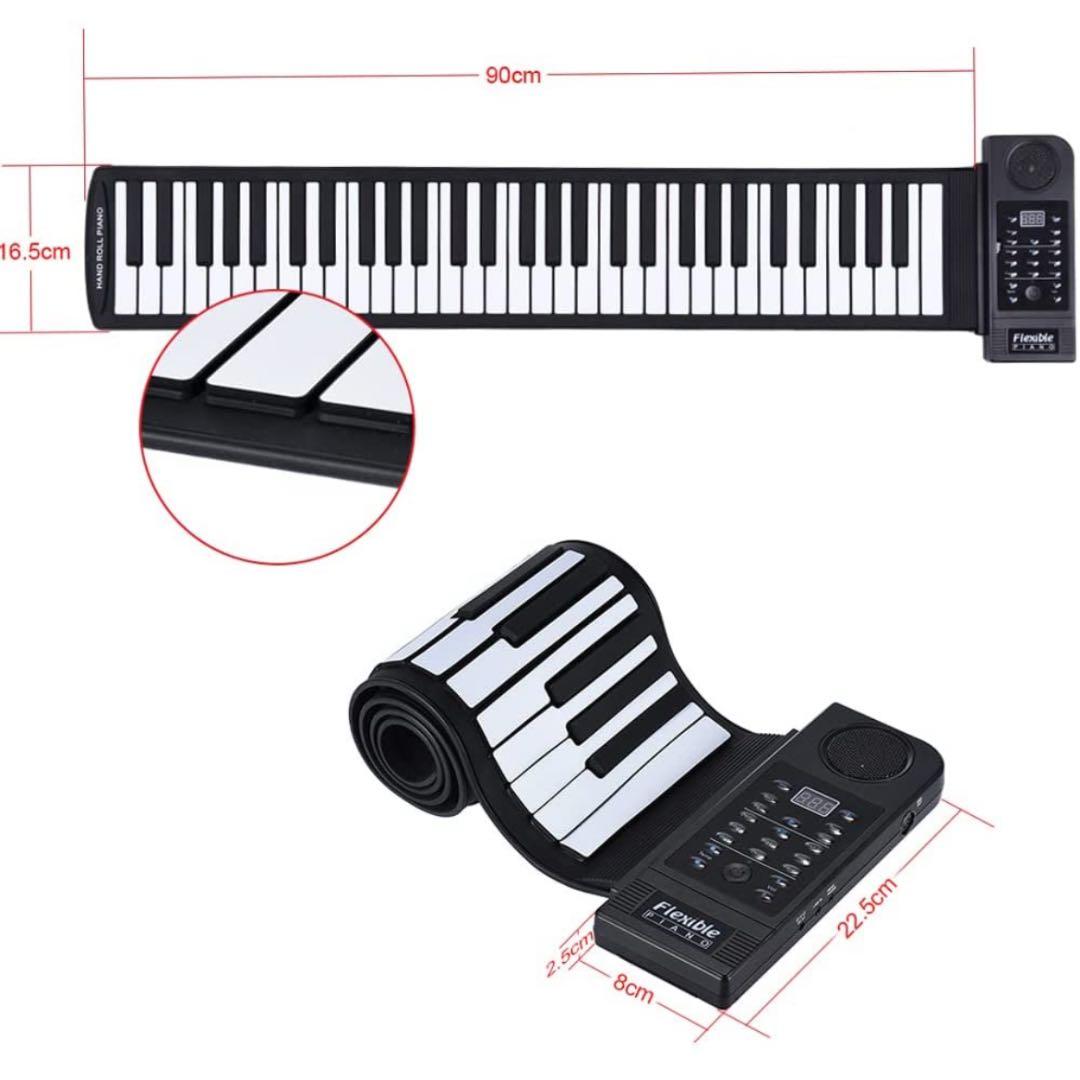 61キーロールアップピアノ電子MIDIキーボード内蔵ラウドスピーカー付ポータブル