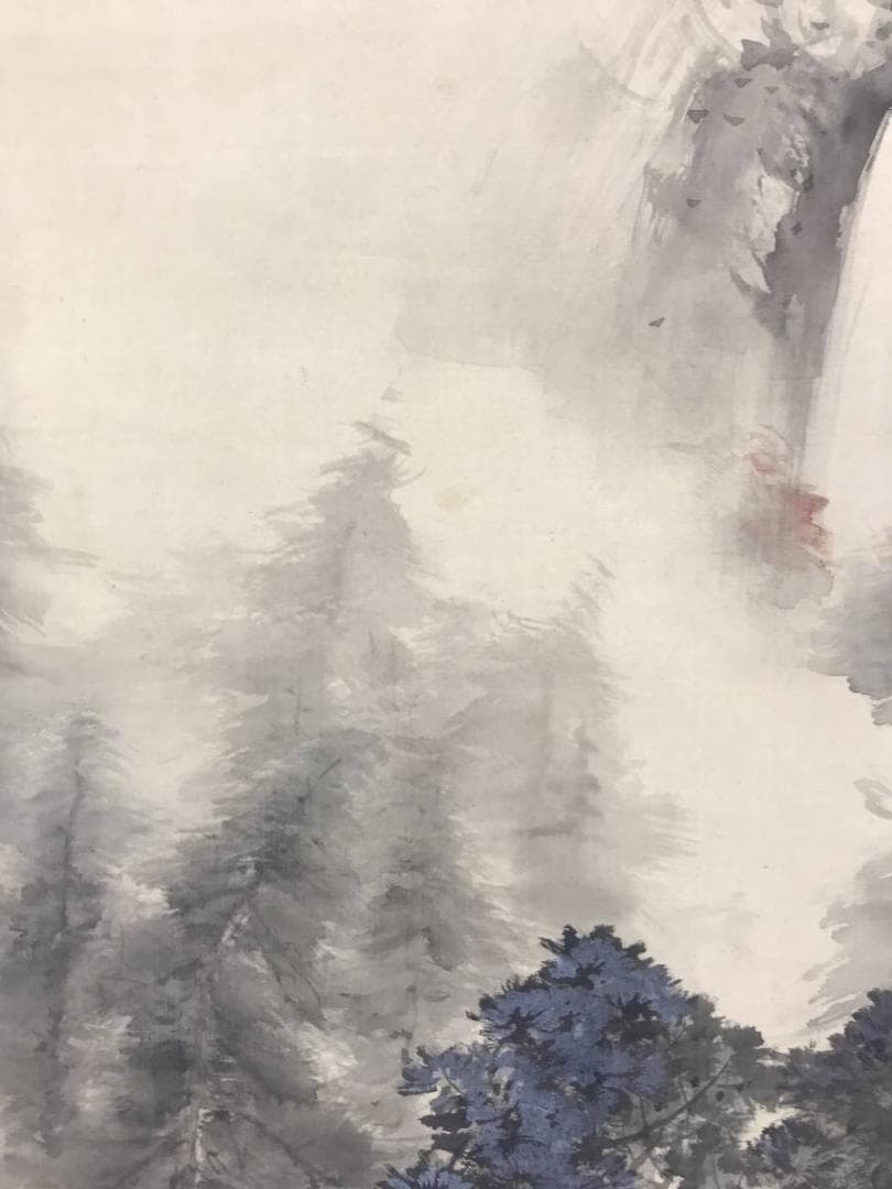 真作/五雲/紅葉山渓図/山水図/滝図/渓谷図/秋山図/掛軸☆宝船☆AE-416