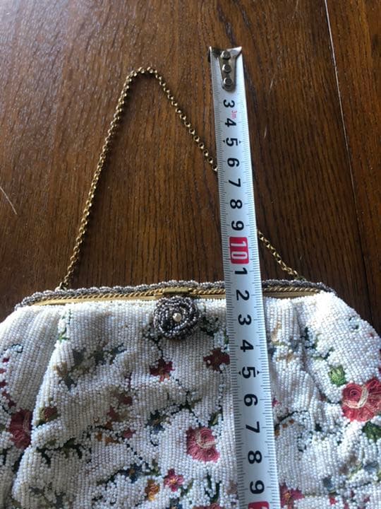 フランスアンティーク　マイクロガラスビーズと刺繍バッグ