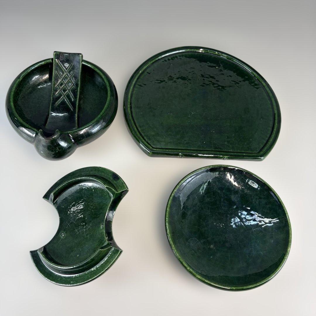 【中古品】茶道具　短檠(タンケイ) 和楽造　夜咄　雀瓦　青楽（紙箱）