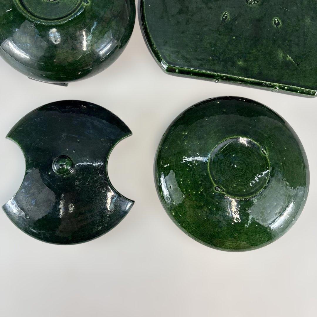 【中古品】茶道具　短檠(タンケイ) 和楽造　夜咄　雀瓦　青楽（紙箱）