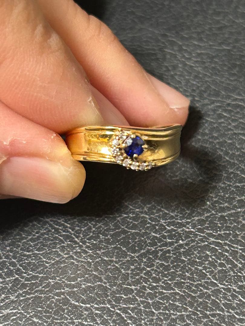 Sページ。サファイア、ダイヤモンド付きk18リング