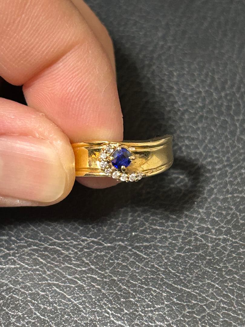 Sページ。サファイア、ダイヤモンド付きk18リング