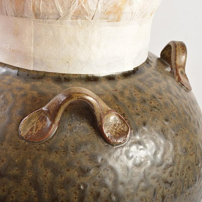 丹波焼　信水窯　飾壷　口覆・飾紐付　共箱　C　6592C