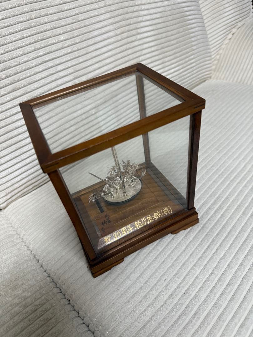 【光則作銀製竹】洋銀製純銀仕上げ 竹の置物 開運 純銀製　竹　光則作