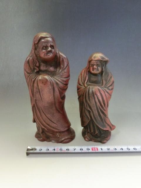 置物■古い達磨 だるま 古備前 2体 オブジェ 土人形 古美術 時代物 骨董品■