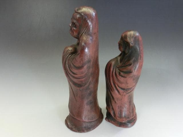 置物■古い達磨 だるま 古備前 2体 オブジェ 土人形 古美術 時代物 骨董品■