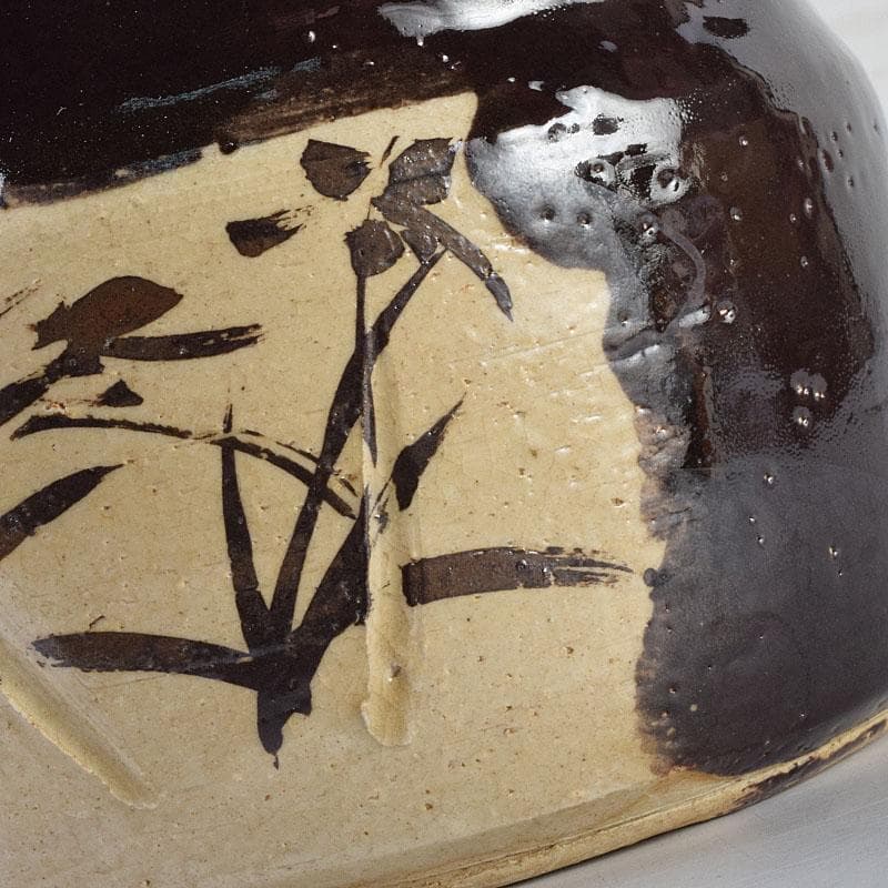 北大路魯山人作　黒織部　花草文　水指　銘清風　清水公照極め箱　M　R9402H