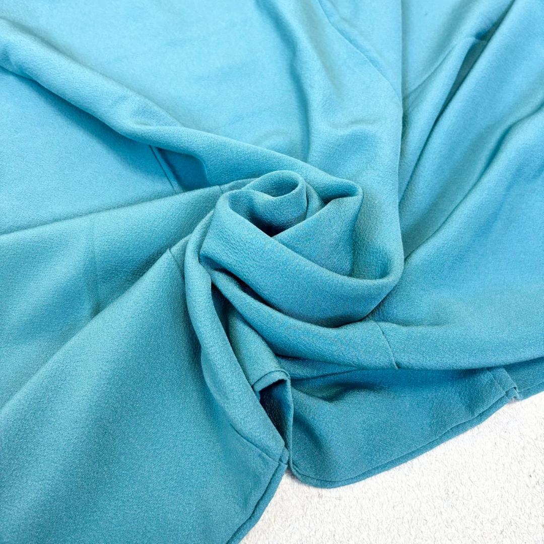 人気色 色無地 納戸色 一つ紋 正絹 広襟 袷 裄64 IS1062☆