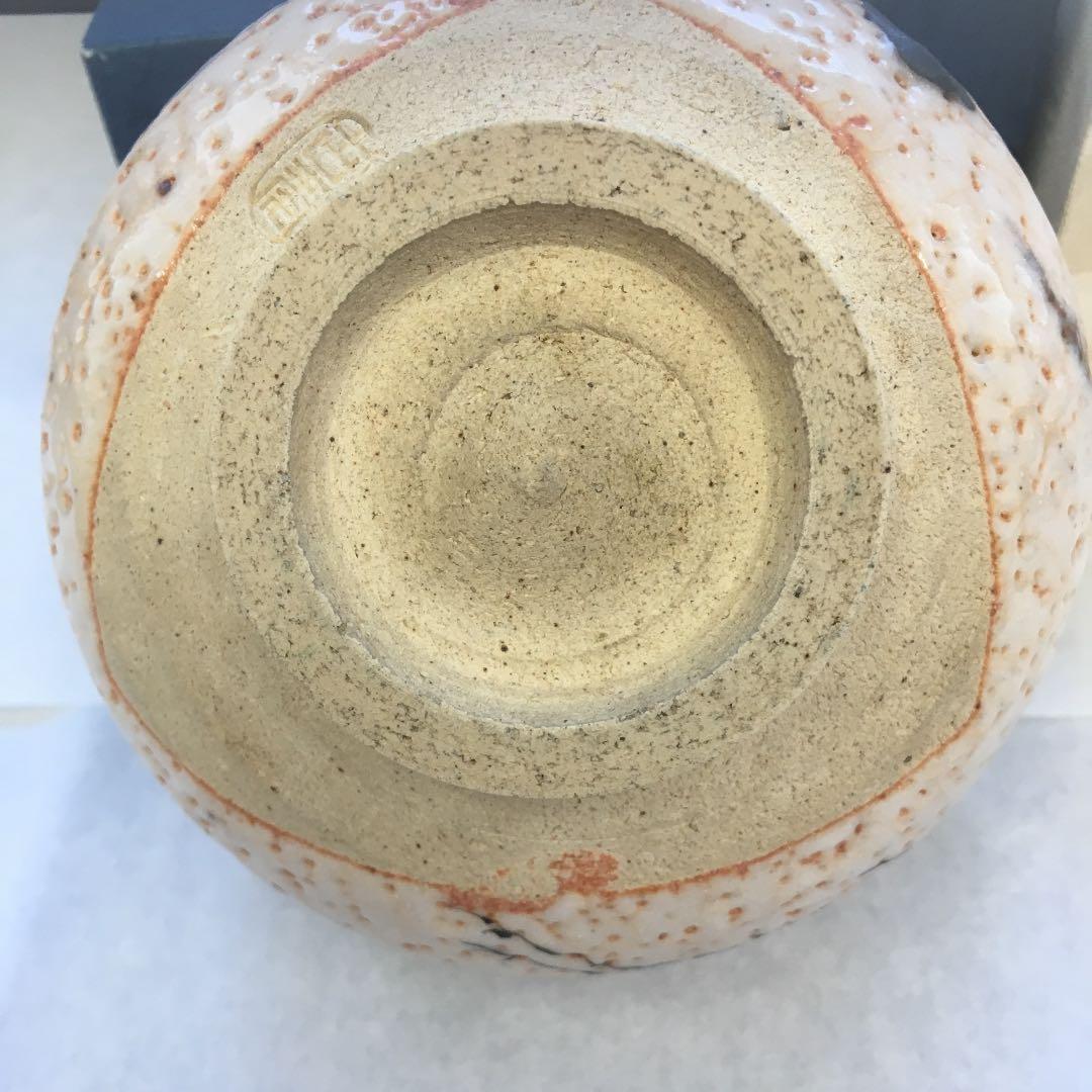 茶道具 茶碗 円相 飛鶴ノ図 志野 拝土窯 水野古麦 作 共箱　Ｎ504CH