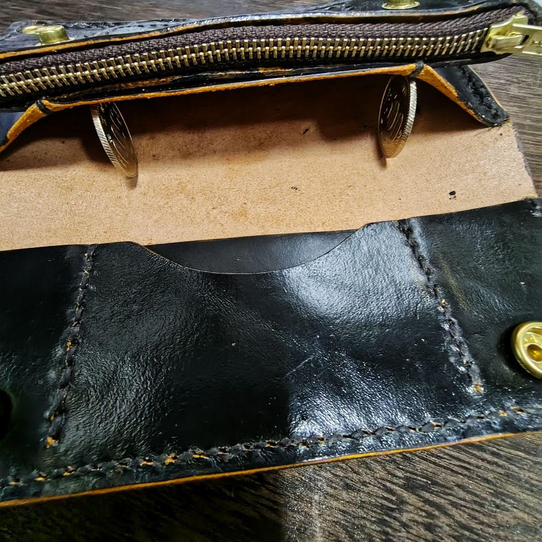 トラッカーウォレット ロング 手染め 黒