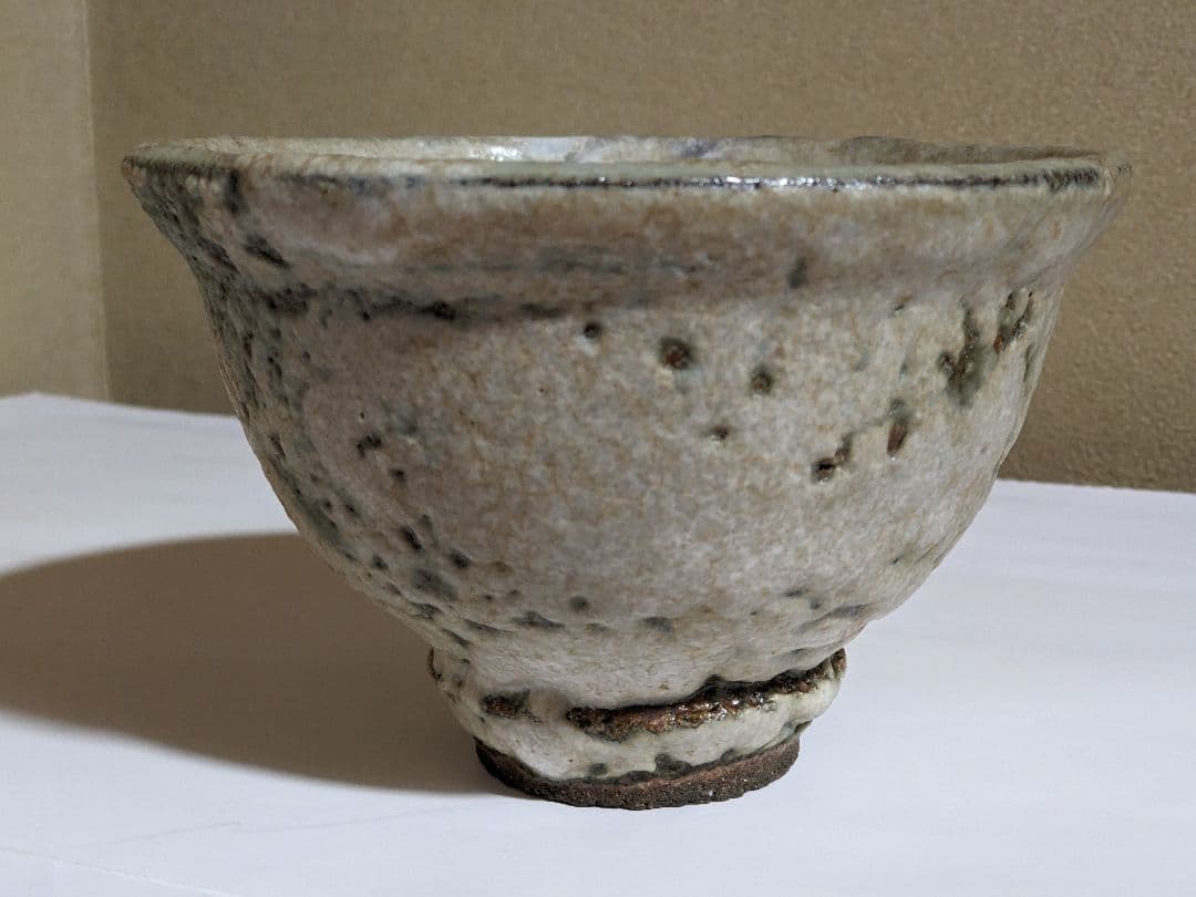 ♦茶道具 抹茶盌 竹節高台 唐津 益子焼？アンティーク 骨董品 コレクション