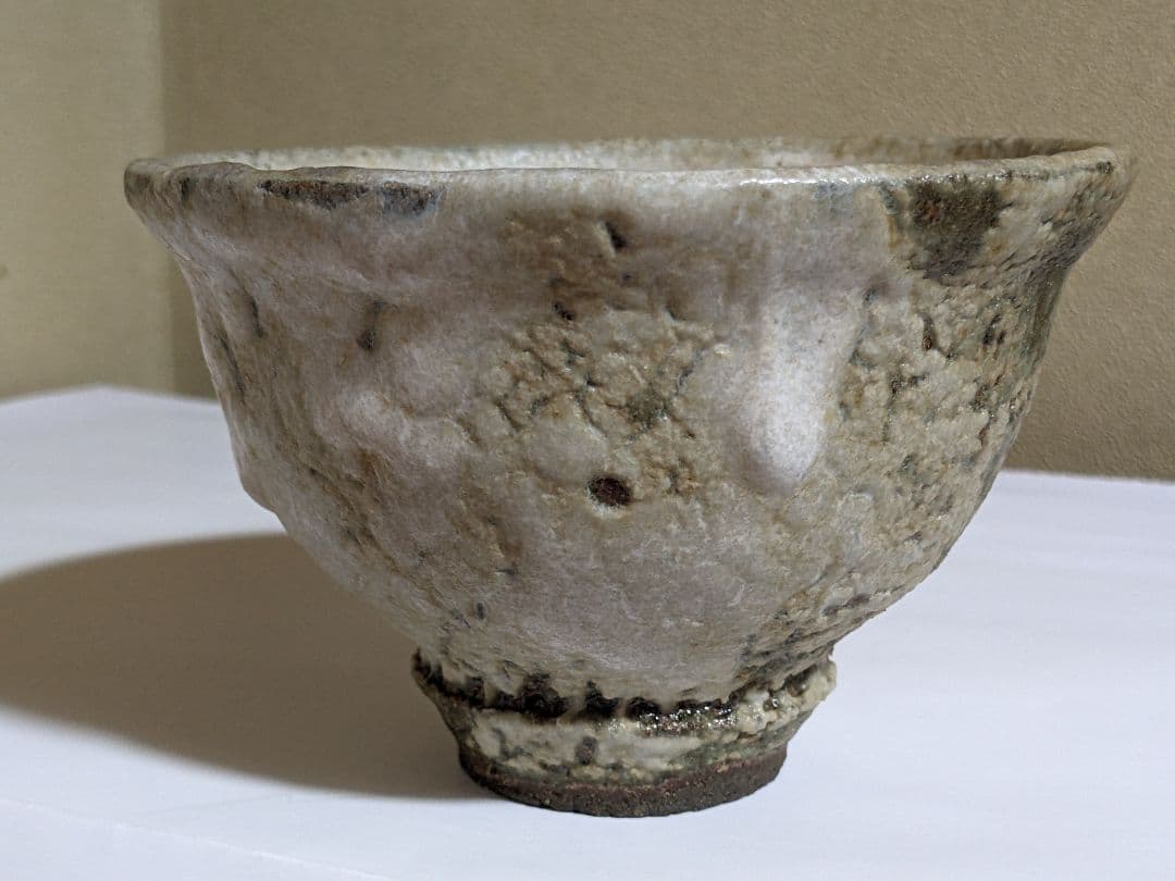 ♦茶道具 抹茶盌 竹節高台 唐津 益子焼？アンティーク 骨董品 コレクション