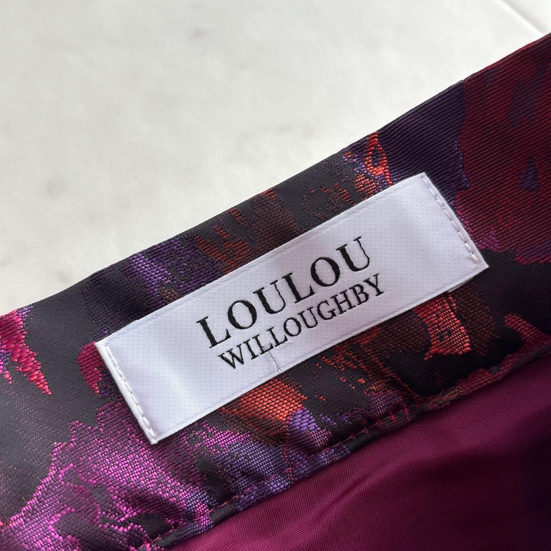 ルルウィルビー 未使用品 ネオンジャガードソフトタックスカート 総柄 サイズ2