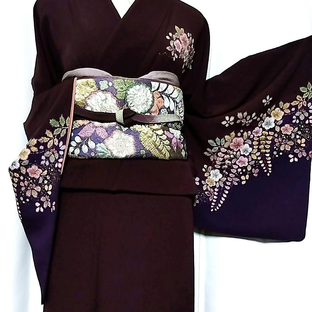翠山工房 落款 セット 辻ケ花 辻ヶ花 袋帯 辻が花 訪問着 紫 絞り