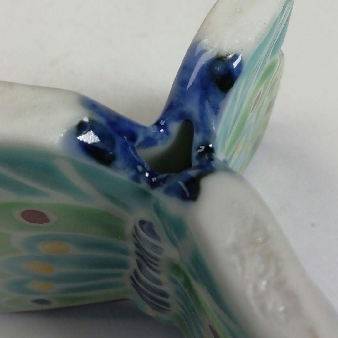 Ｗ８　蓋置　『色絵　三ツ蝶』『高野昭阿弥 造』　共箱　茶道具