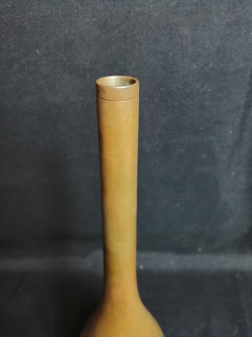 【茶道具】裏千家淡々斎宗匠箱書　中川浄益造　砂張銅鶴首花入　花入142