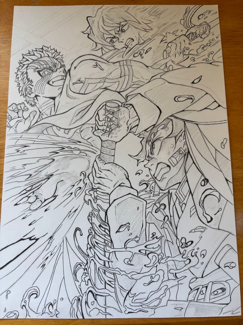 鬼滅の刃　手描き　イラスト　色鉛筆