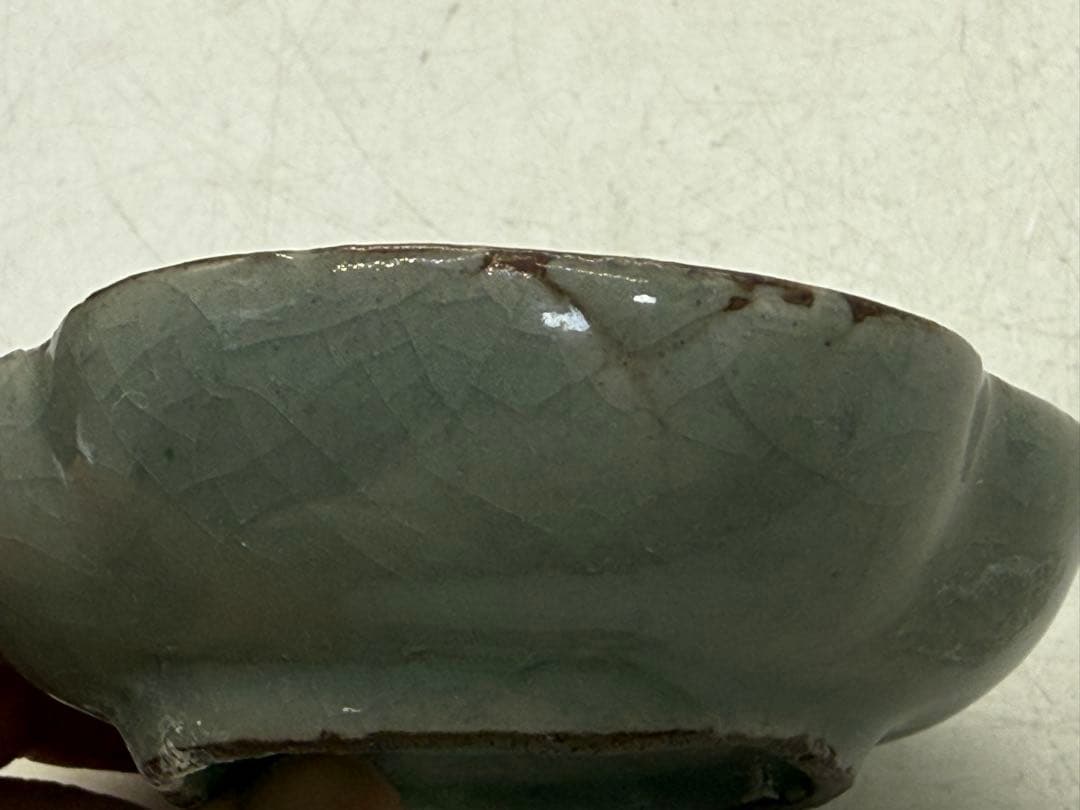 中国　宋時代　青磁海棠型小皿② 磁貫青磁　送料込み251214