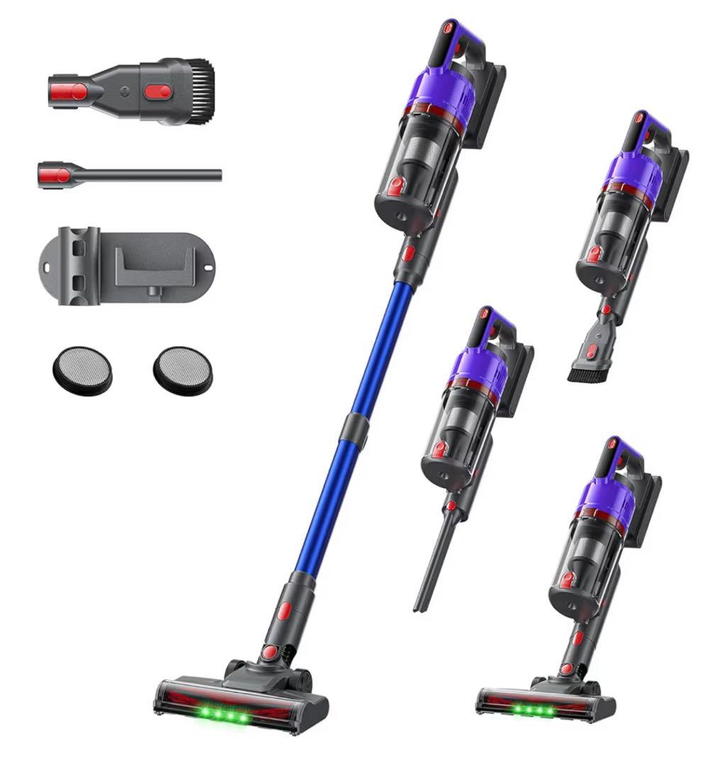 【58000pa強力吸引】コードレス掃除機　LED搭載　自立式　急速充電