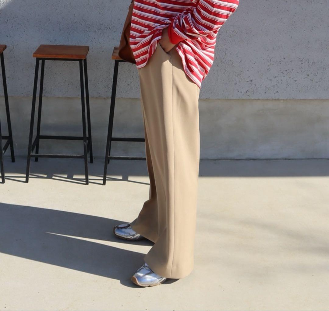 【epa】twill wide pants ツイルワイドパンツS ベージュ