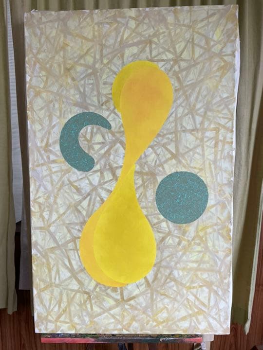 油絵　現代アート　Yellow  作者　あんどうまさひろ　油彩画