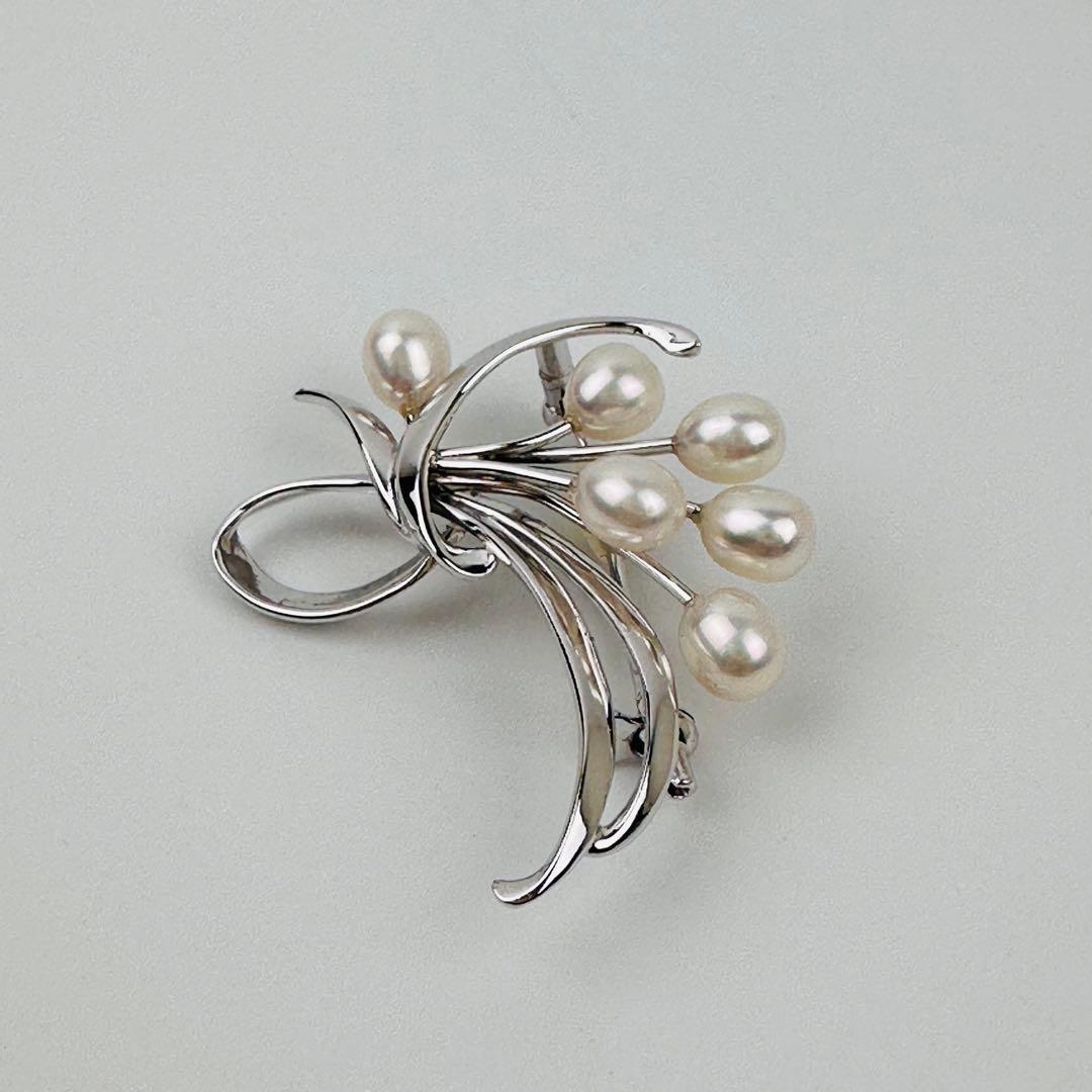 美品　タサキ　シルバーパールブローチ 約5cm コサージュ　アクセサリー