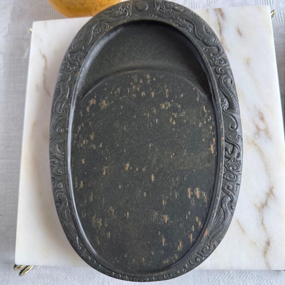 超限定出品‼️端渓硯『DRAGON双龍蛋形硯』」昇竜蛋形金星唐木箱蓋証明書付1点③